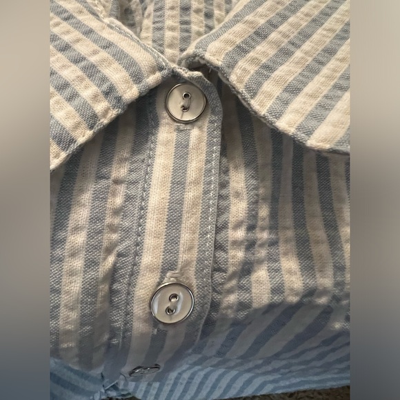 Anthropologie Pilcro Tie-Front Buttondown Tank Blue White Seersucker Stripes - Picture 6 of 6